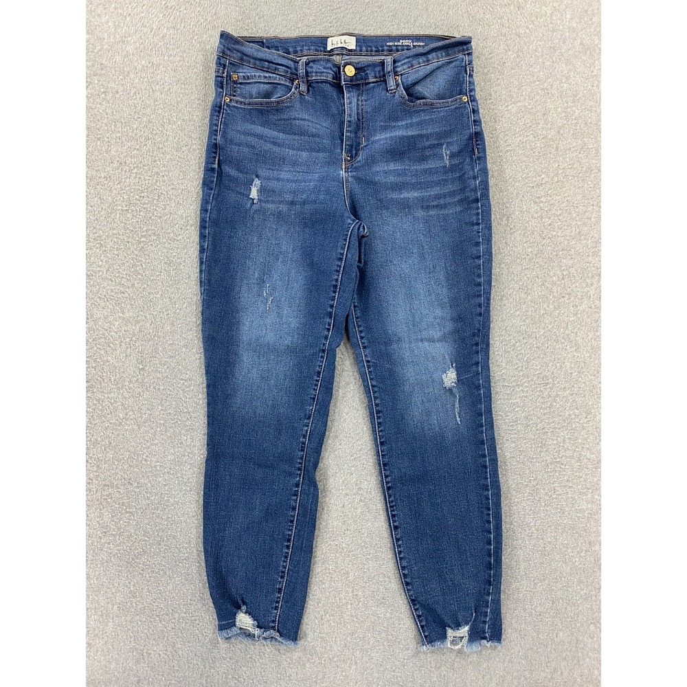 Nicole Miller Womens Jeans Blue 10 Soho High Rise Ankle Distressed Modern Denim